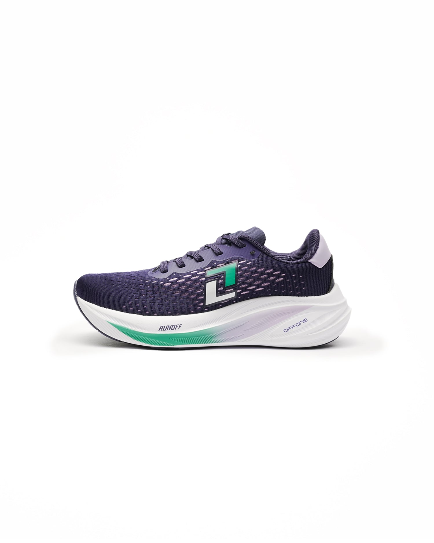 Zapatillas de running Origin Dark Blue RunOff vista de perfil y acabados premium.