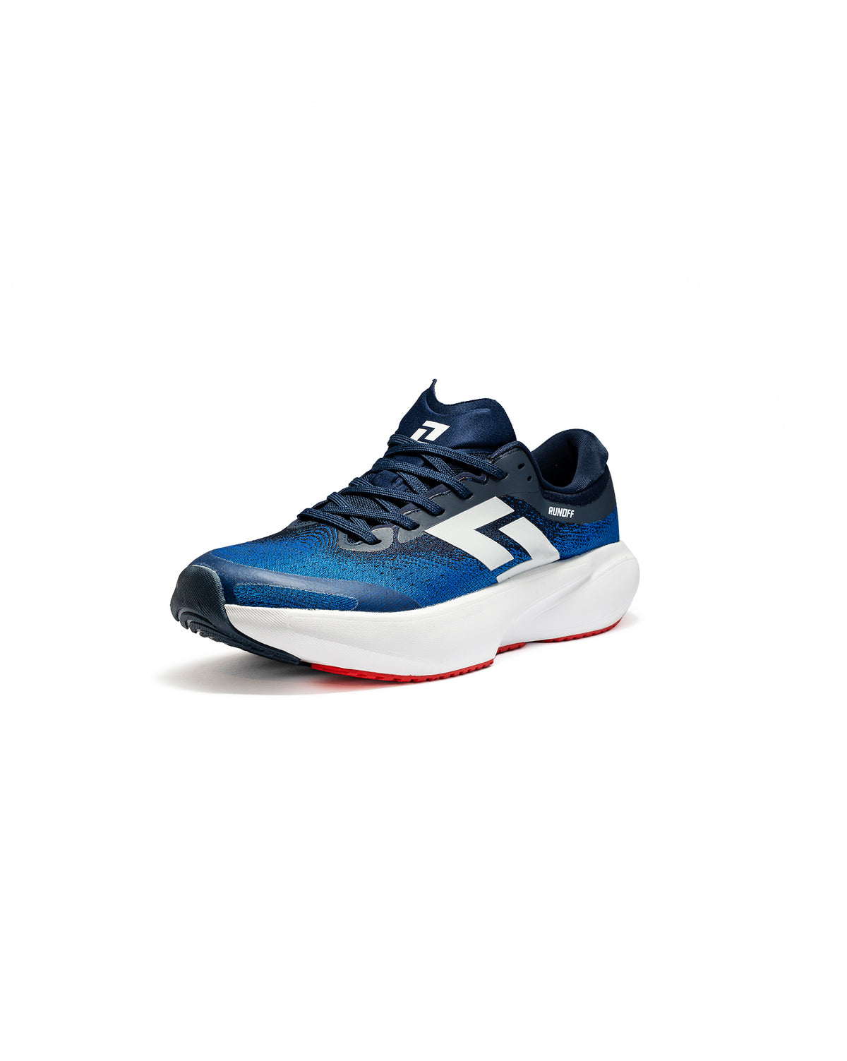 Calzado de correr RunOff Orvit Electric Navy con amortiguación superior.