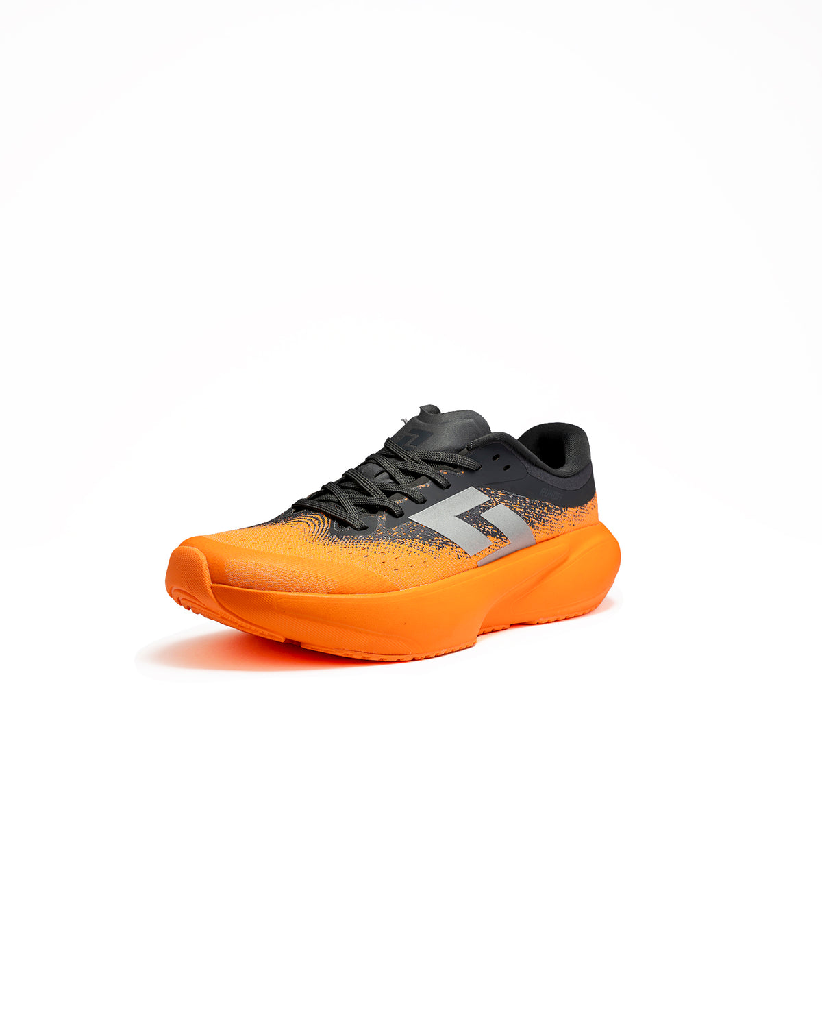 Calzado de correr RunOff Orvit Orange  Grey con amortiguación superior.