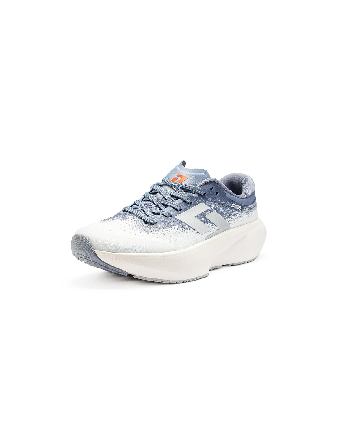 Calzado de correr RunOff Orvit Ice Blue con amortiguación superior.