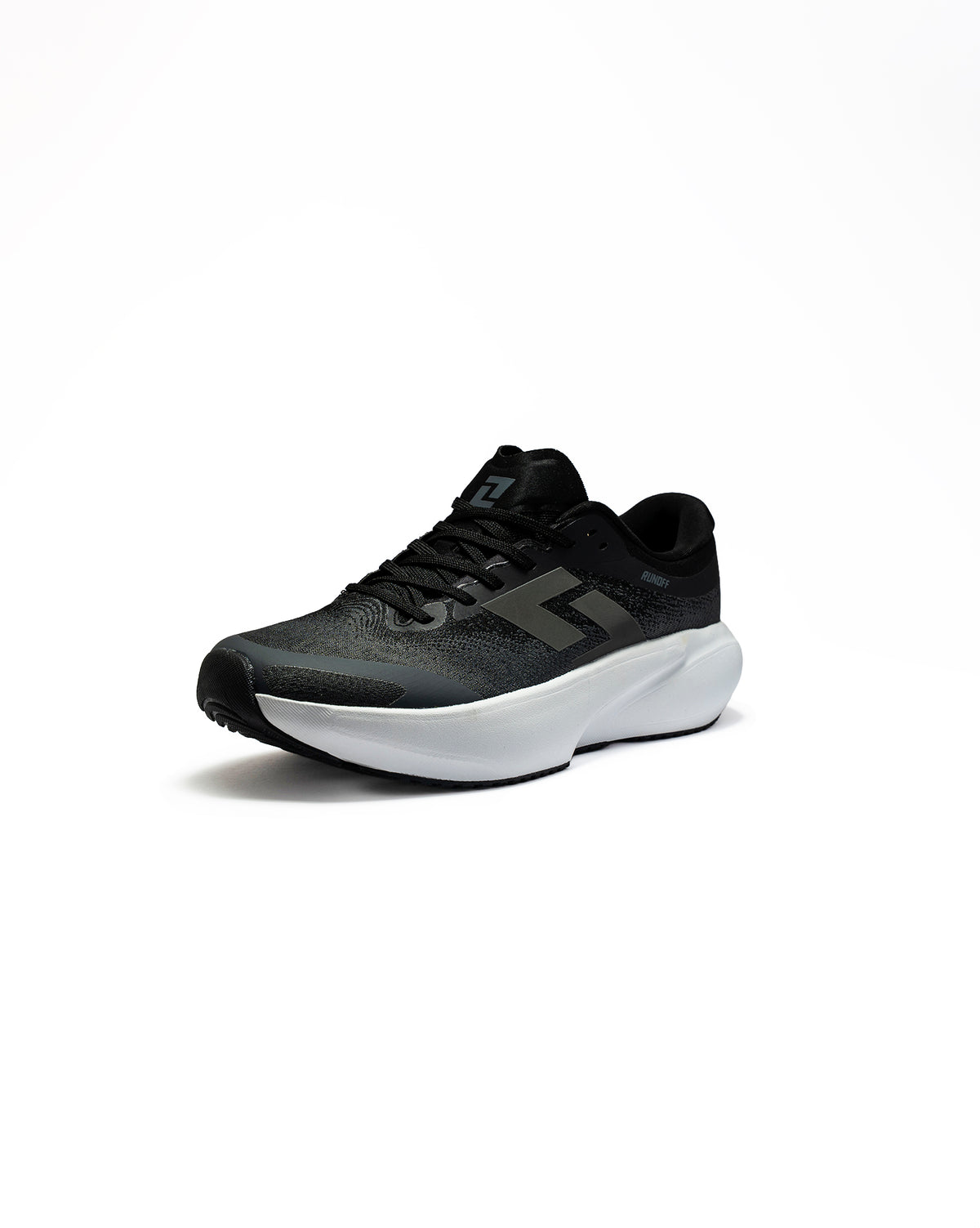 Calzado de correr RunOff Orvit Melange Grey con amortiguación superior.