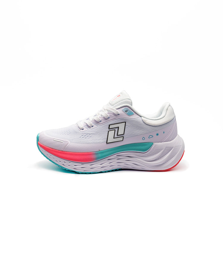 Perfil lateral tenis RunOff Pulse 1.0 Aurora mujer livianos.