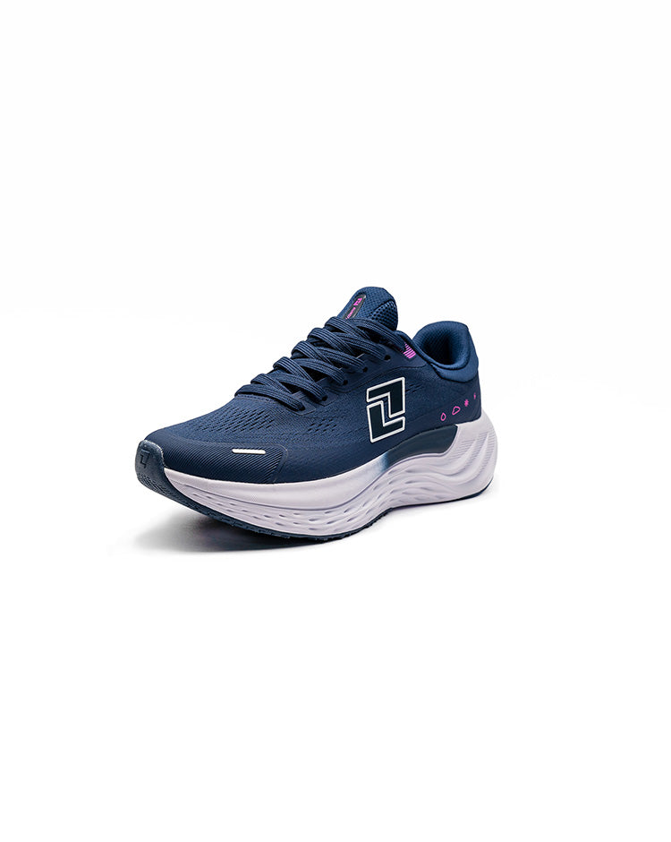 Frente de zapatos RunOff Pulse 1.0 Midnight mujer malla fresca.