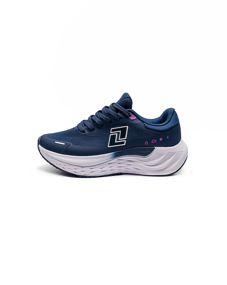 Perfil lateral tenis RunOff Pulse 1.0 Midnight mujer livianos.
